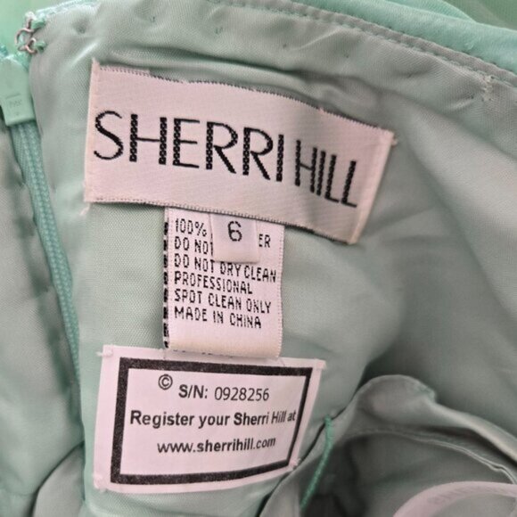 RARE Sherri Hill Green Butterfly Crystal Strapless Tulle Mini Gown Dress b56E - Picture 9 of 11